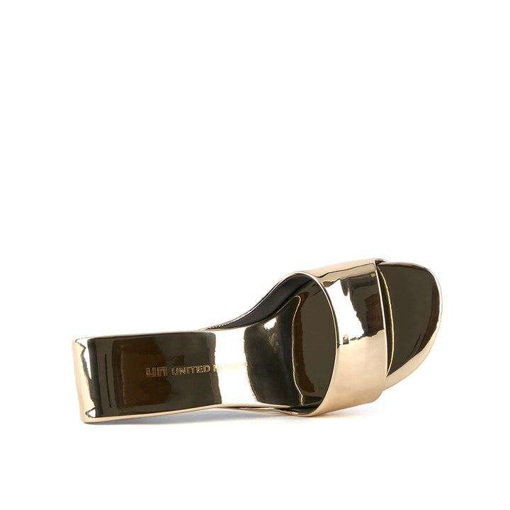United Nude Mobius Mid Gold II Klapki na Obcasie Złote