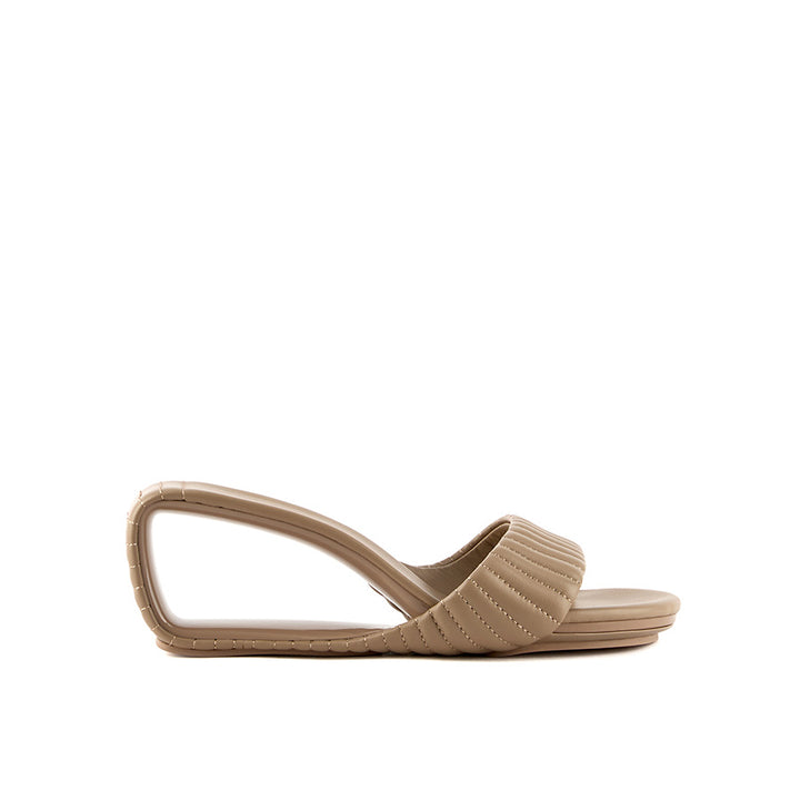 United Nude Mobius Mid Timeless Taupe Puffier Klapki na Obcasie Beżowe