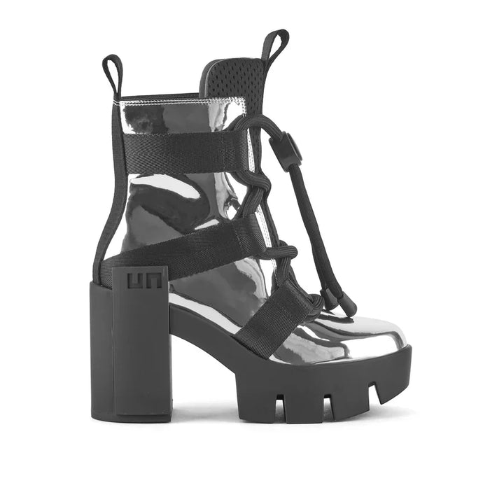 United Nude Grip Nomad Mid II Silver Botki Damskie na Obcasie Srebrne