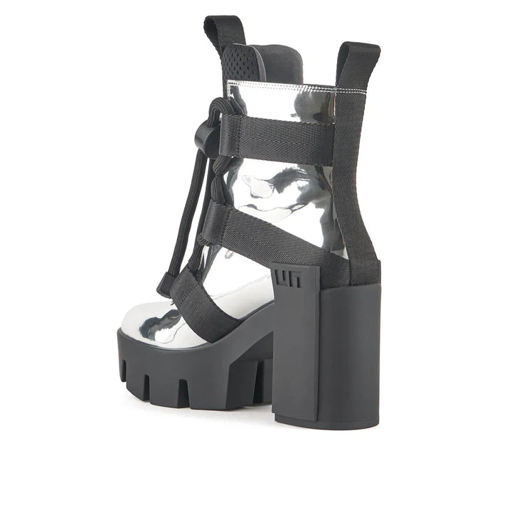 United Nude Grip Nomad Mid II Silver Botki Damskie na Obcasie Srebrne