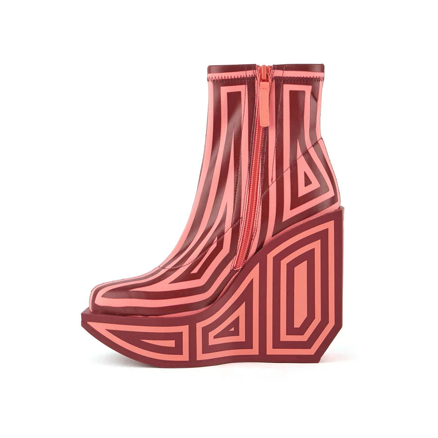 United Nude Wa Bootie Hi Cranberry Mix Botki Damskie na Platformie Czerwone