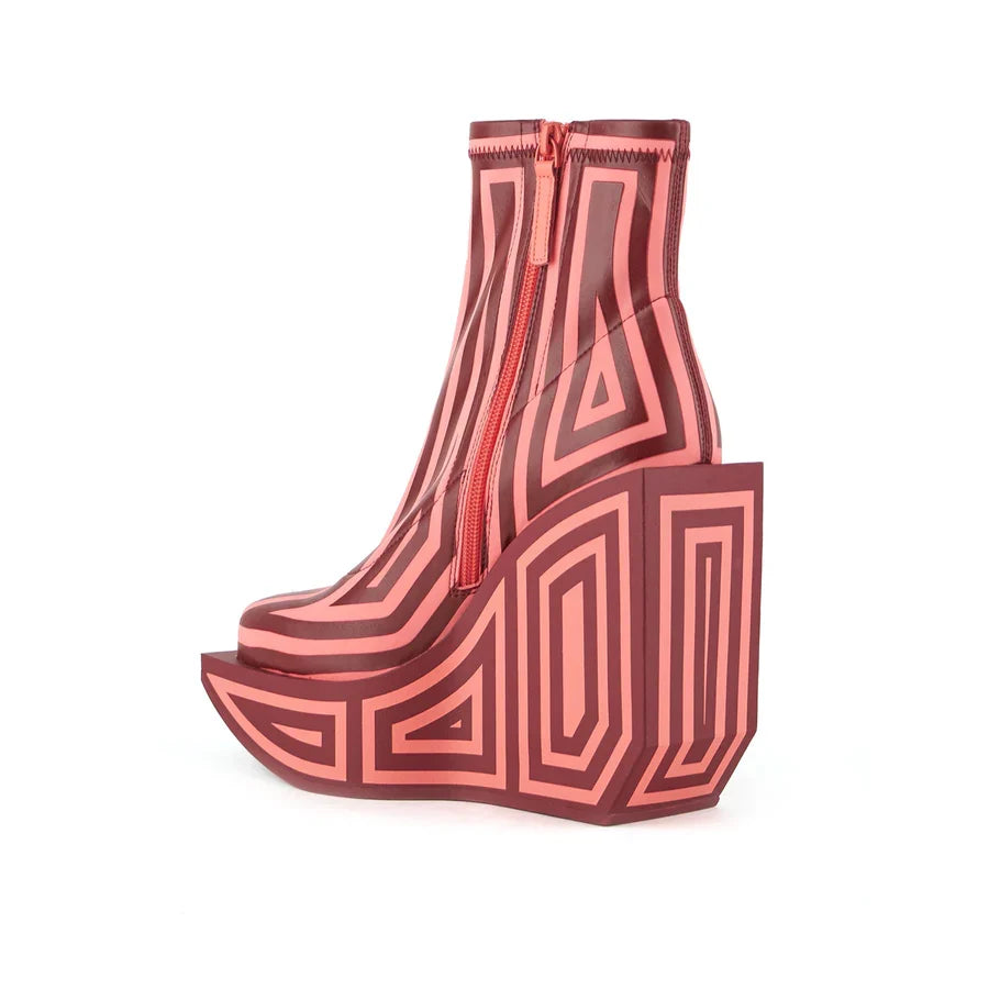 United Nude Wa Bootie Hi Cranberry Mix Botki Damskie na Platformie Czerwone