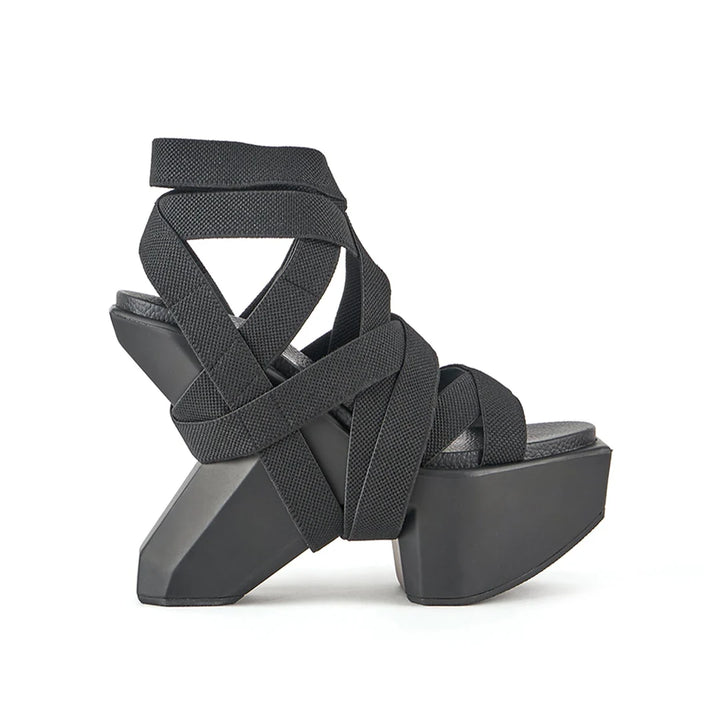 United Nude Boulder Bondage Black Sandały na Platformie Damskie Czarne