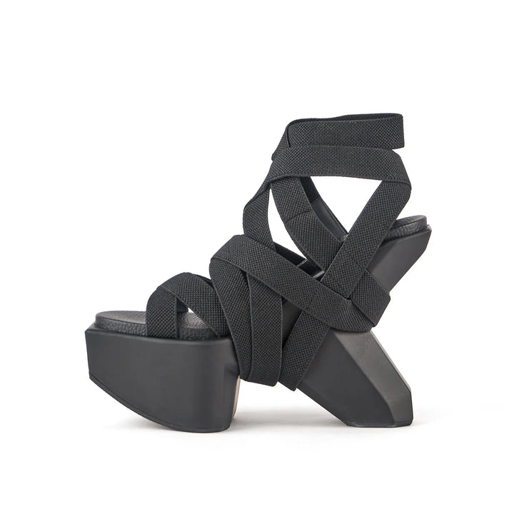 United Nude Boulder Bondage Black Sandały na Platformie Damskie Czarne