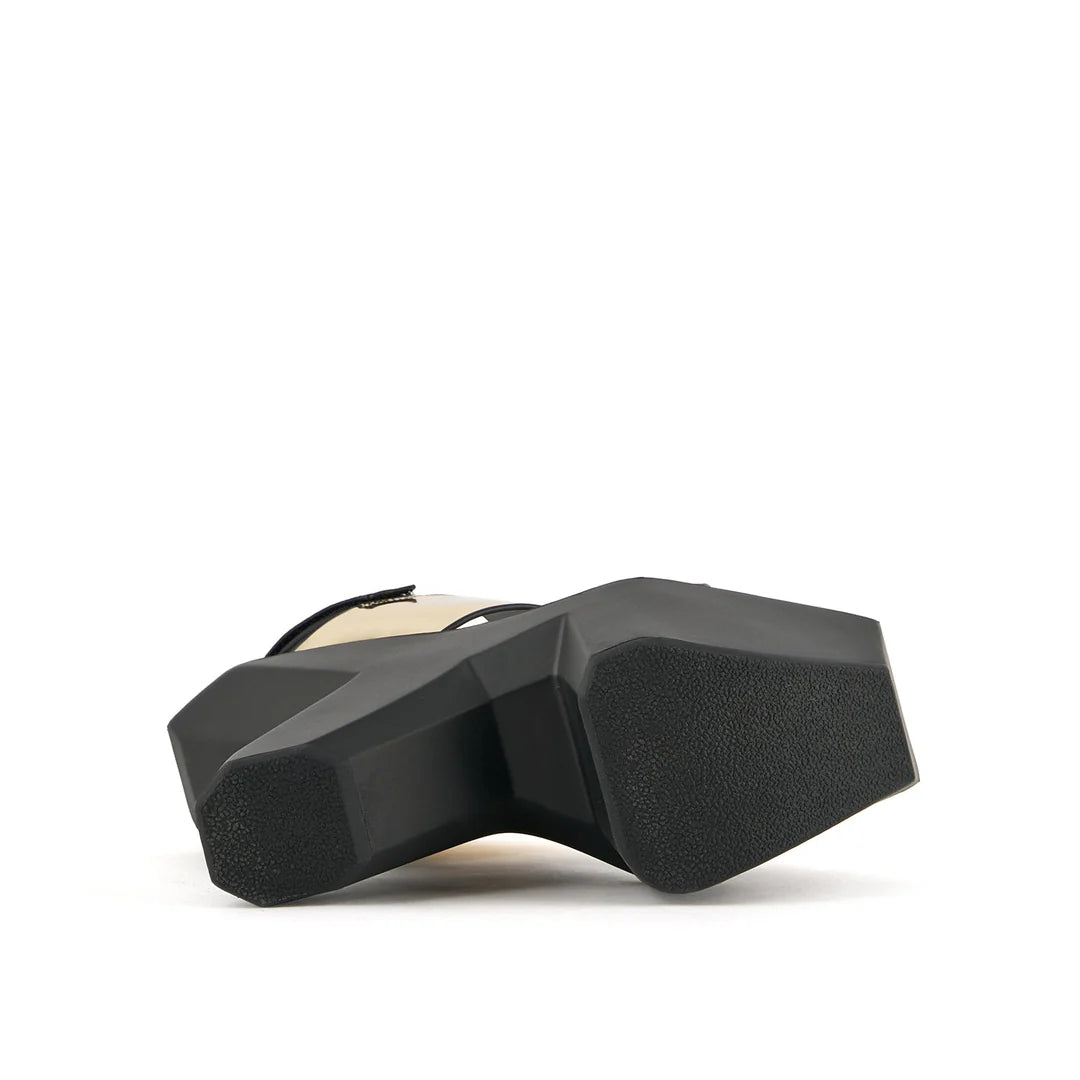 United Nude Boulder Sandal Gold Sandały Damskie Na Obcasie Czarne Złote