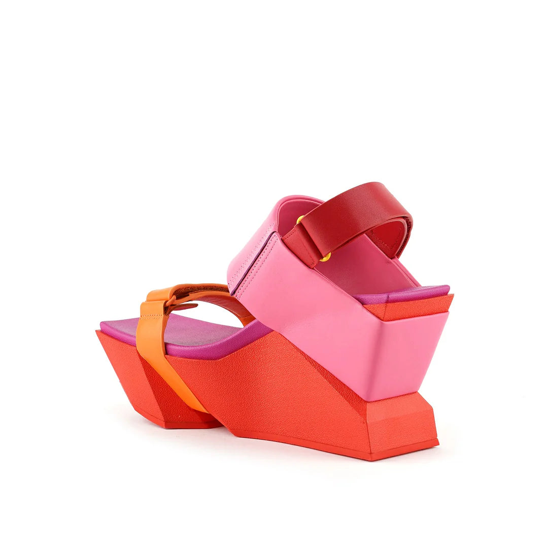 United Nude Brutt Sandal Lily Sandały Damskie Beżowe na Platformie Czerwone