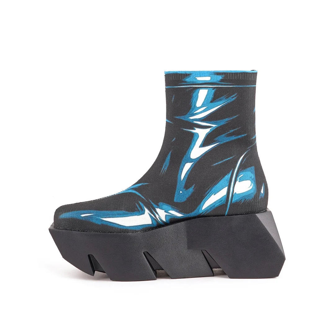 United Nude Bull Canvas Lo Comic Botki Damskie na Platformie Czarne