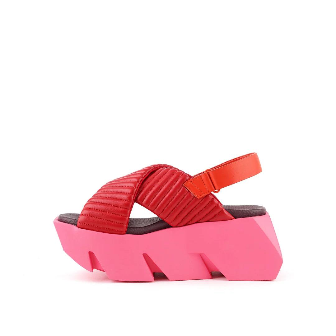 United Nude Bull Puffier Lily Sandały Damskie na Platformie Czerwone