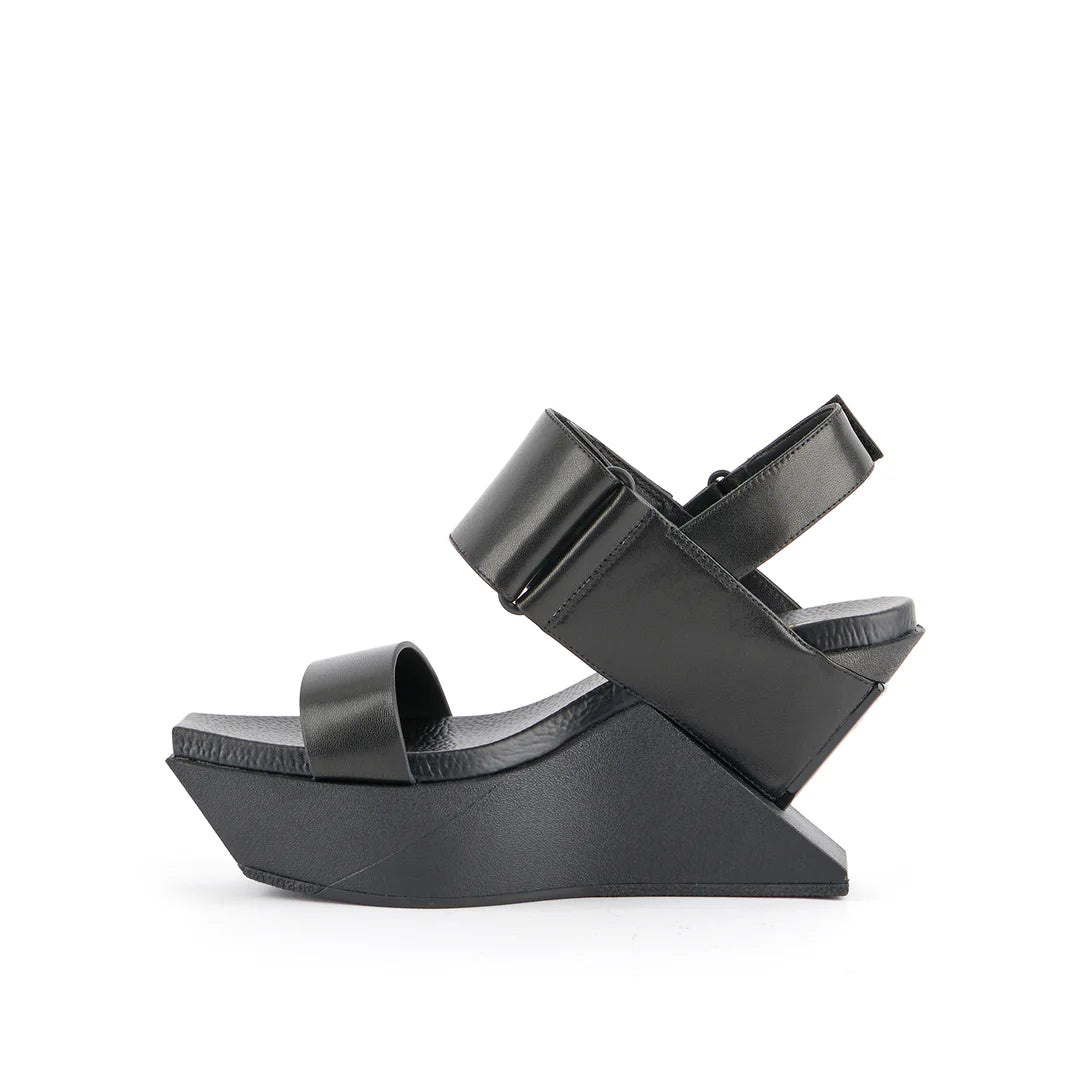 United Nude Delta Wedge Sandal Black Sandały Damskie na Platformie Czarne
