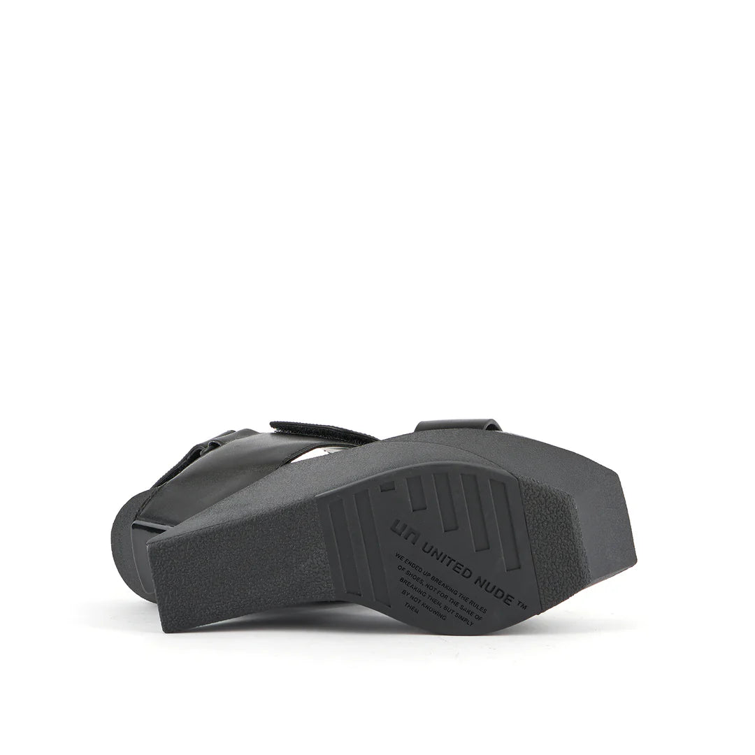 United Nude Delta Wedge Sandal Black Sandały Damskie na Platformie Czarne