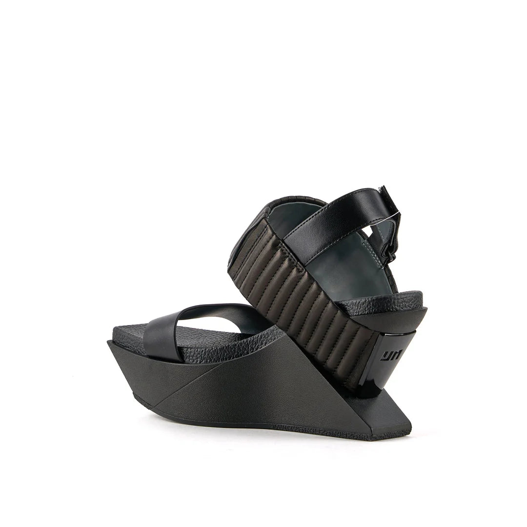 United Nude Delta Wedge Puffier Black Sandały Damskie na Platformie Czarne