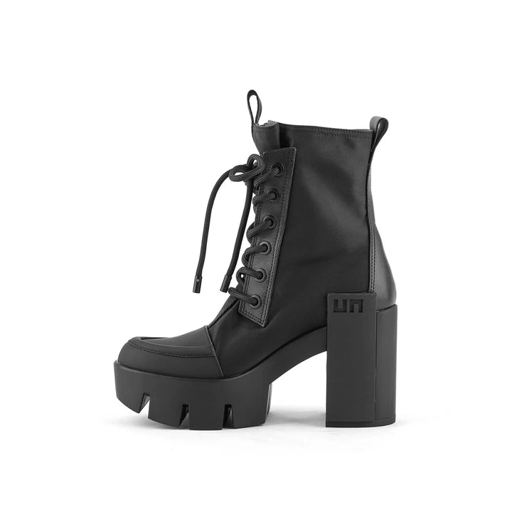 United Nude Grip Cap Mid Black Botki Damskie na Obcasie Czarne