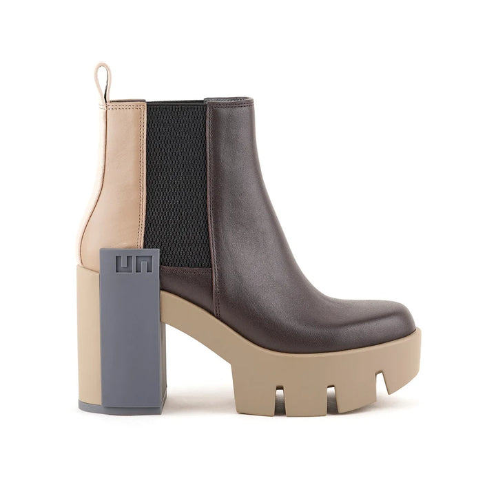 United Nude Grip Chelsea Mid V Stone Mix Botki Damskie na Obcasie Brązowe