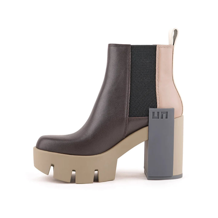 United Nude Grip Chelsea Mid V Stone Mix Botki Damskie na Obcasie Brązowe