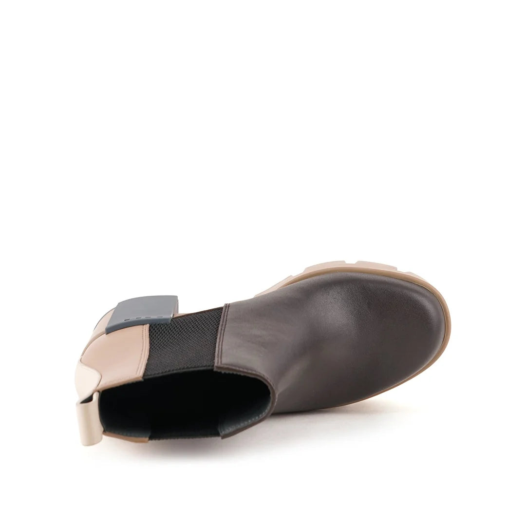 United Nude Grip Chelsea Mid V Stone Mix Botki Damskie na Obcasie Brązowe