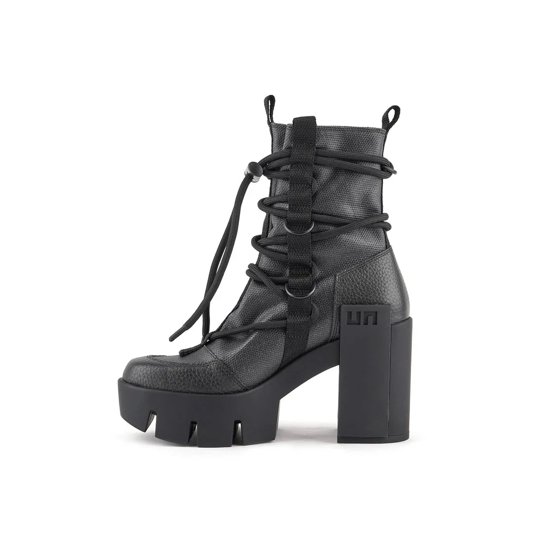 United Nude Grip Desert Mid Black Botki Damskie na Obcasie Czarne