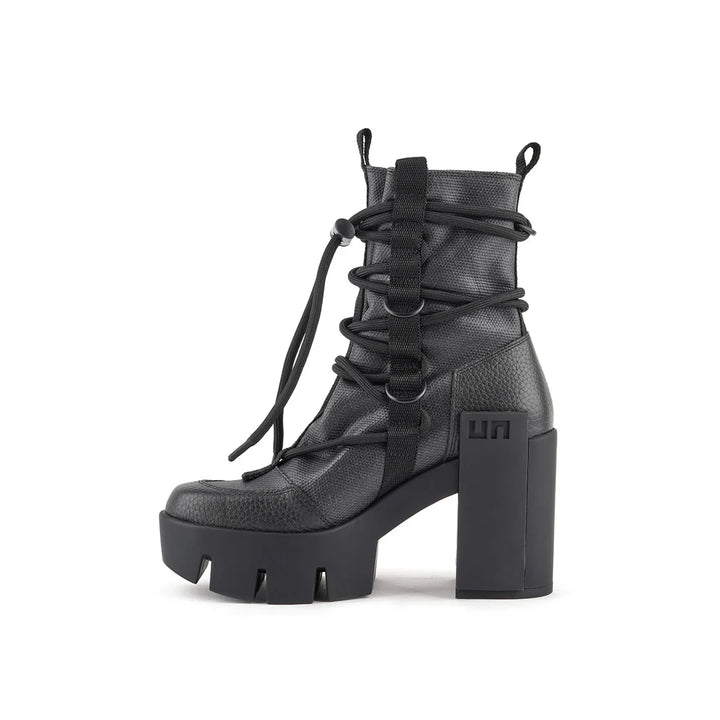 United Nude Grip Desert Mid Black Botki Damskie na Obcasie Czarne
