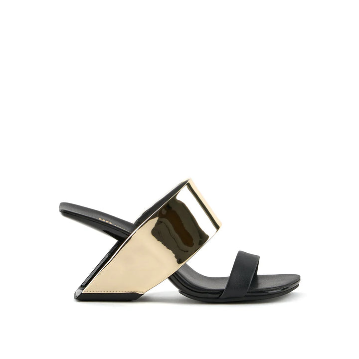 United Nude Loop Hi Black Gold II Sandały Damskie Na Obcasie Czarne Złote