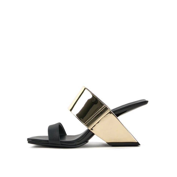 United Nude Loop Hi Black Gold II Sandały Damskie Na Obcasie Czarne Złote