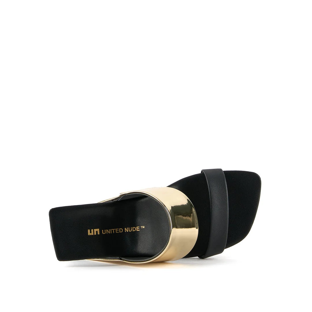 United Nude Loop Hi Black Gold II Sandały Damskie Na Obcasie Czarne Złote