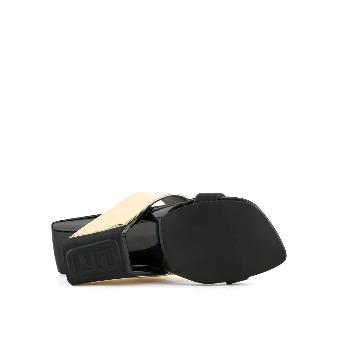 United Nude Loop Hi Black Gold II Sandały Damskie Na Obcasie Czarne Złote