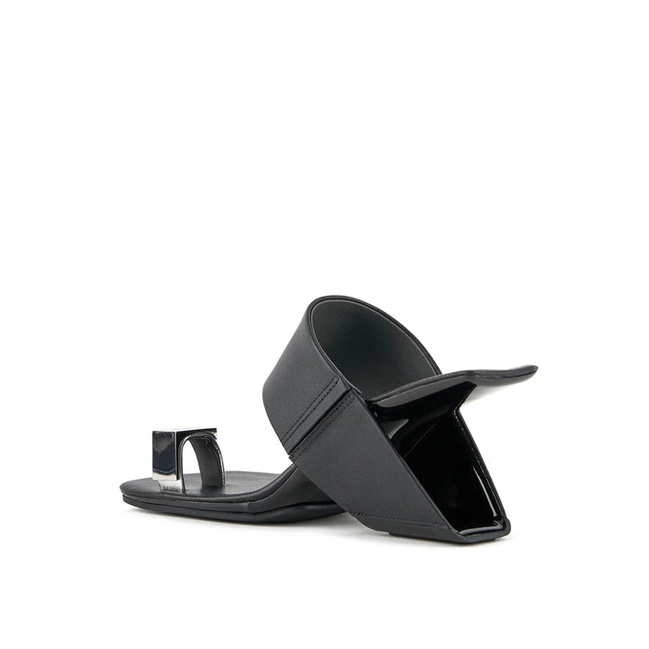 United Nude Loop Toe Hi Cube Ring Black Klapki Damskie na Obcasie Czarne