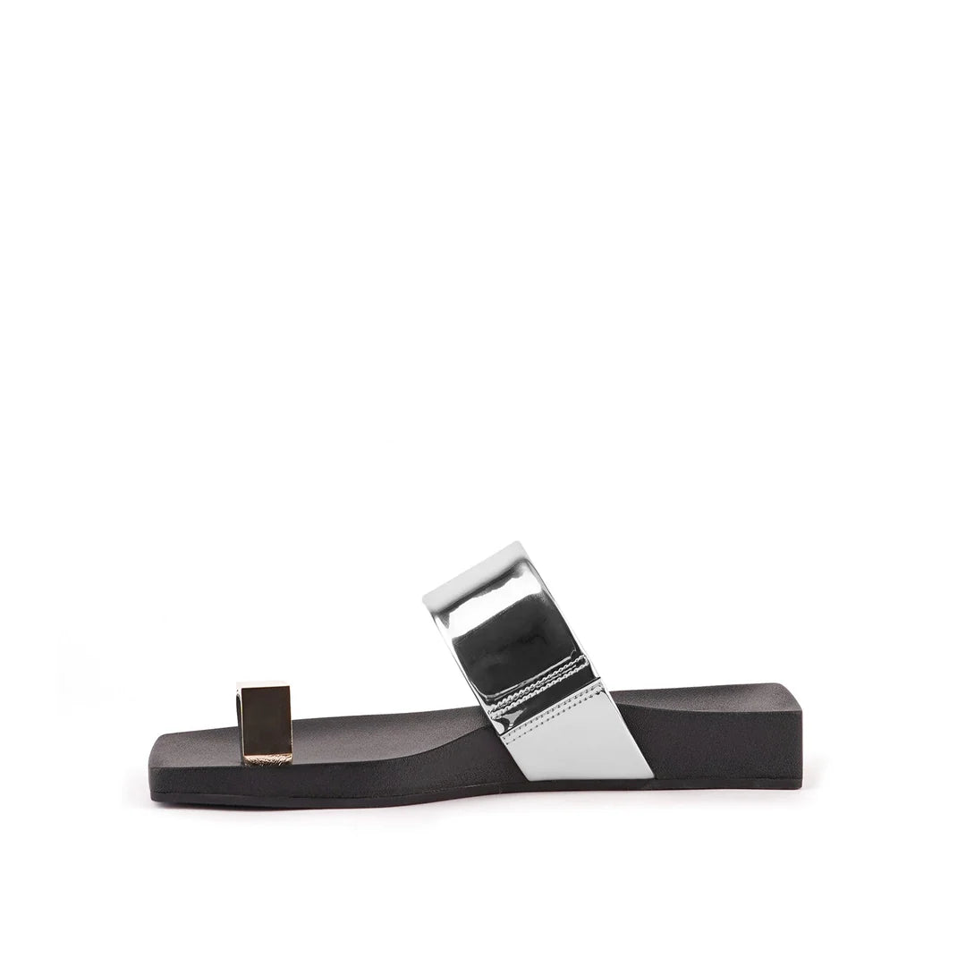 United Nude Loop Toe Lo Cube Ring Silver Klapki Damskie Srebrne