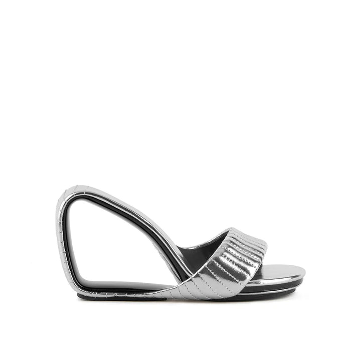 United Nude Mobius Hi Silver Puffy Klapki na Obcasie Srebrne