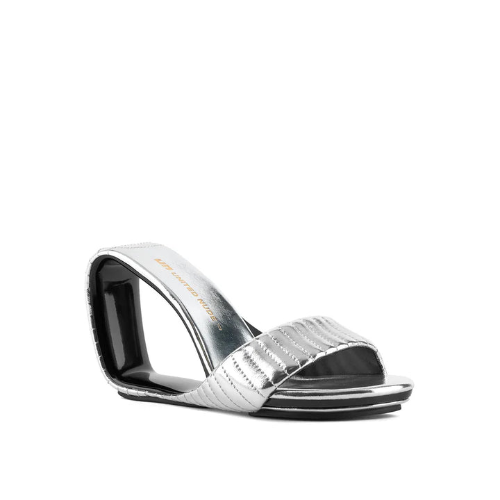 United Nude Mobius Hi Silver Puffy Klapki na Obcasie Srebrne