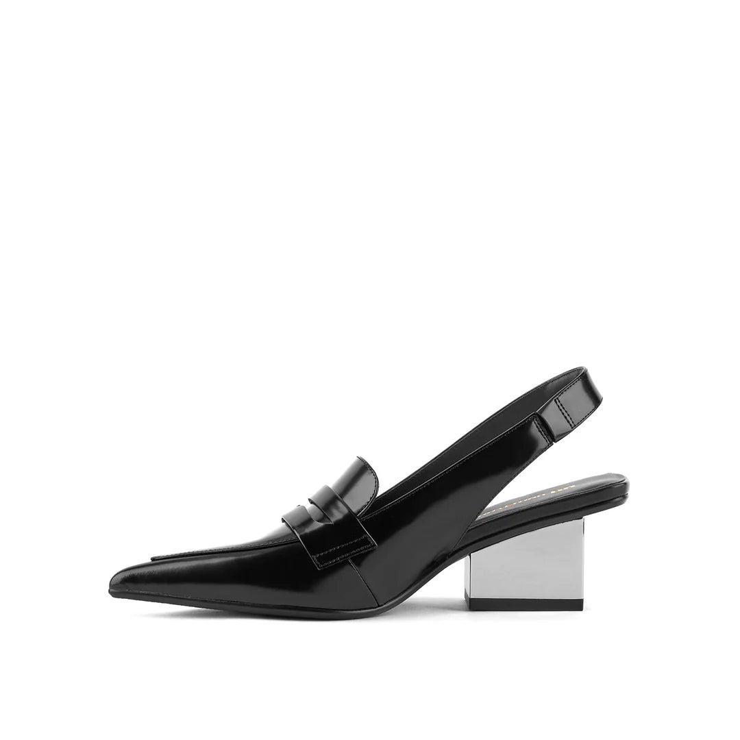 United Nude Raila Loafer Mid Black Buty na Obcasie Czarne