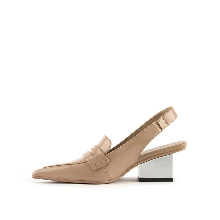 United Nude Raila Loafer Mid Timeless Taupe Buty na Obcasie Beżowe