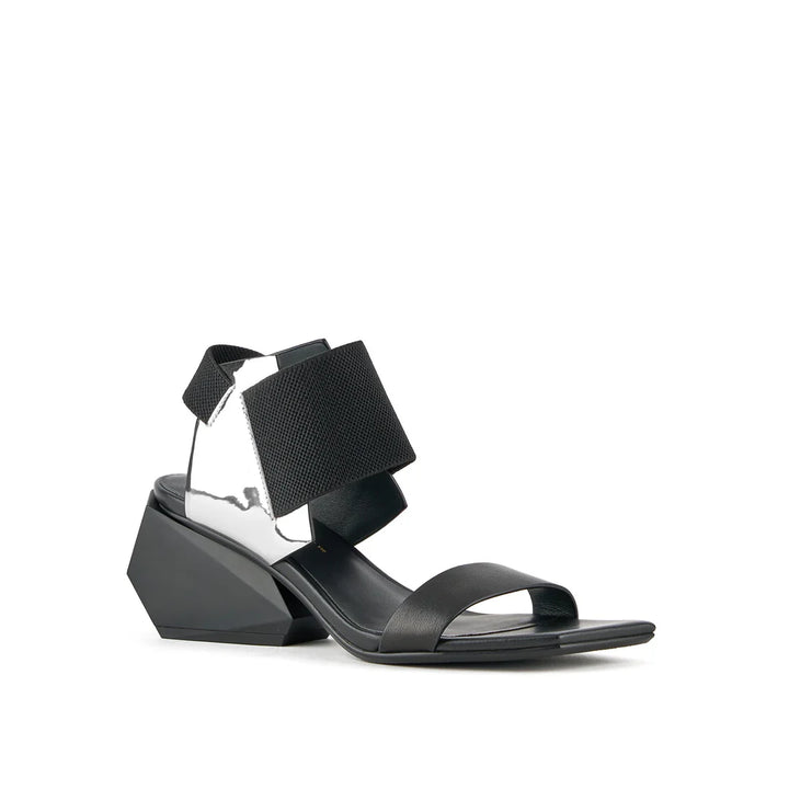 United Nude Ricky Sandal Mid Black + Silver Sandały Damskie Na Obcasie Czarne