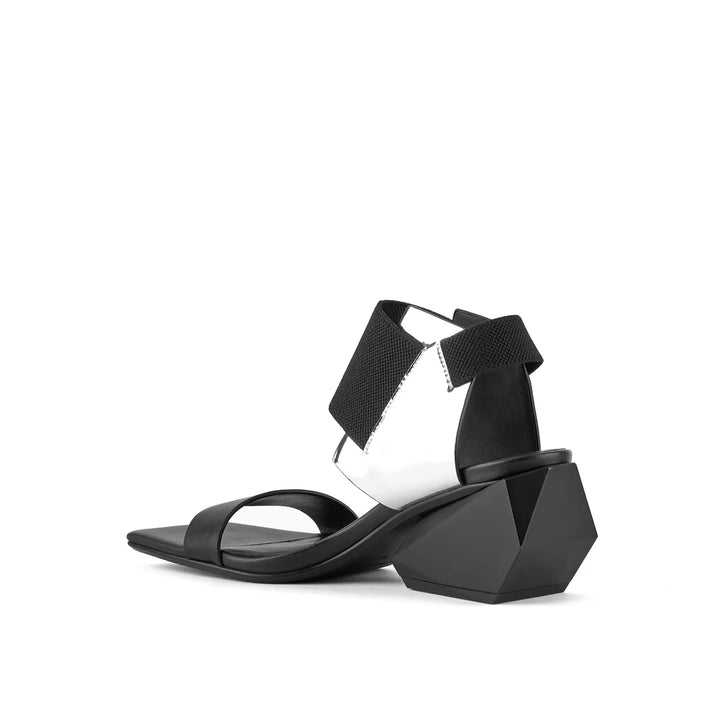 United Nude Ricky Sandal Mid Black + Silver Sandały Damskie Na Obcasie Czarne
