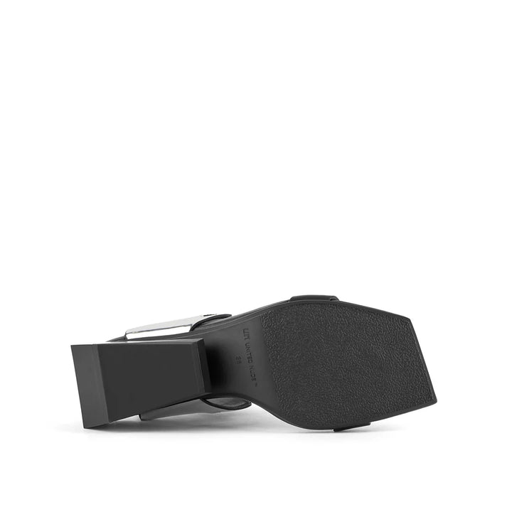 United Nude Ricky Sandal Mid Black + Silver Sandały Damskie Na Obcasie Czarne