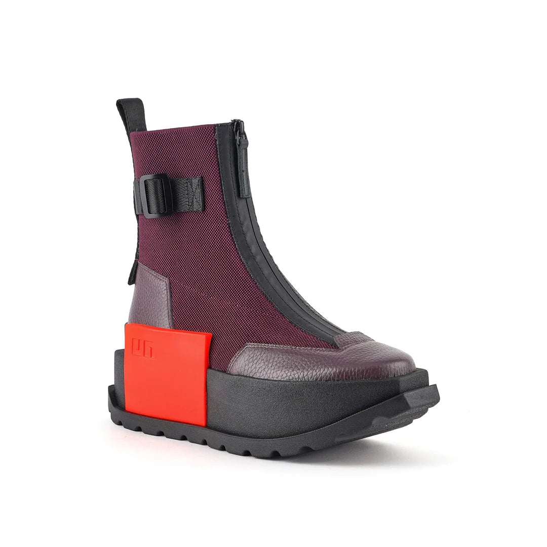 United Nude Roko Bootie III Cherry Mix Botki Damskie na Platformie Bordowe