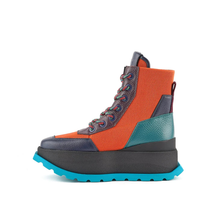 United Nude Roko Combat Bungee Botki Damskie na Platformie Pomarańczowe
