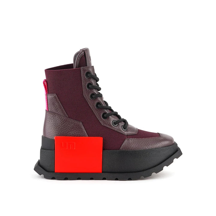 United Nude Roko Combat Cherry Mix Botki Damskie na Platformie Bordowe