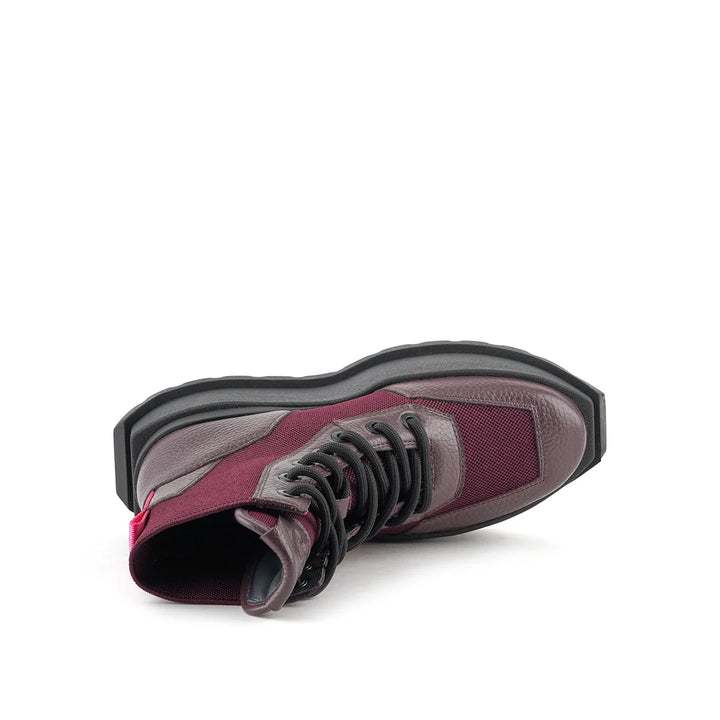 United Nude Roko Combat Cherry Mix Botki Damskie na Platformie Bordowe