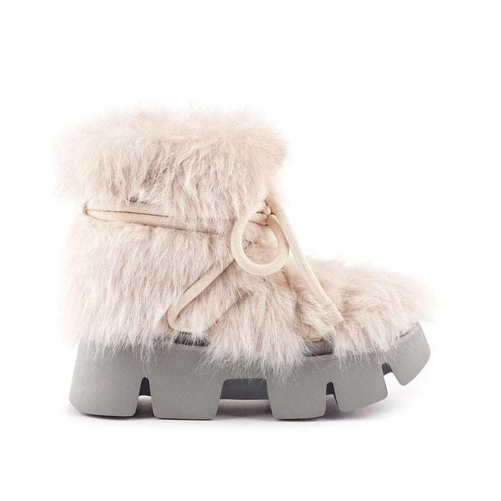 United Nude Stomper Fur Boot Chalk Botki Damskie Zimowe Beżowe