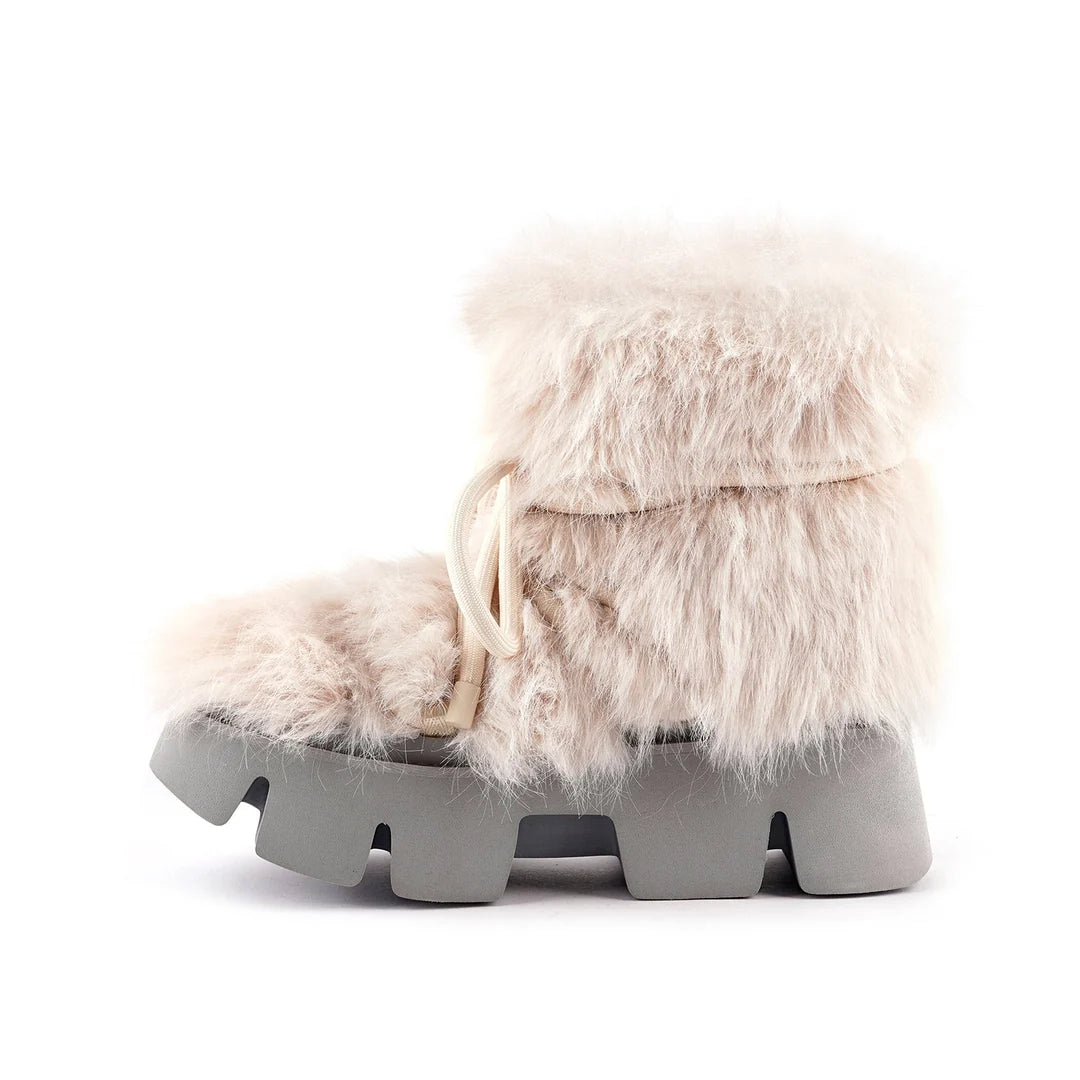 United Nude Stomper Fur Boot Chalk Botki Damskie Zimowe Beżowe