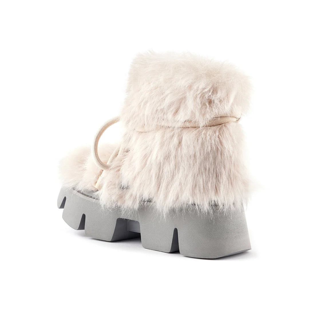 United Nude Stomper Fur Boot Chalk Botki Damskie Zimowe Beżowe
