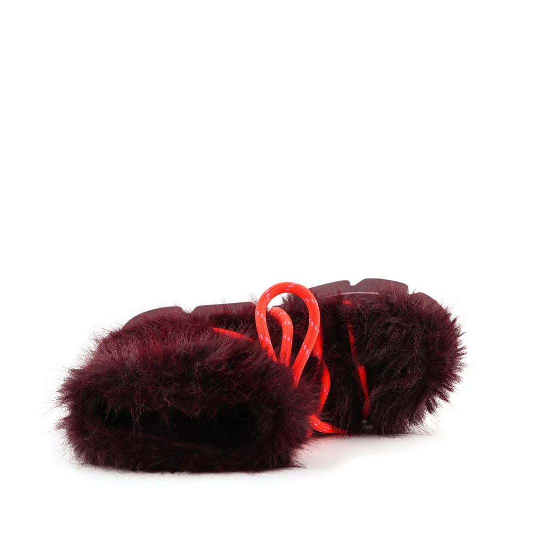 United Nude Stomper Fur Boot Cherry Mix Botki Damskie Zimowe Bordowe