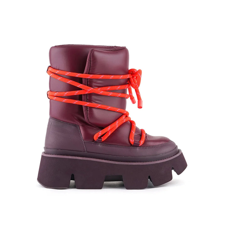 United Nude Stomper Snow Boot Cherry Mix Botki Damskie Zimowe Na Platformie Bordowe