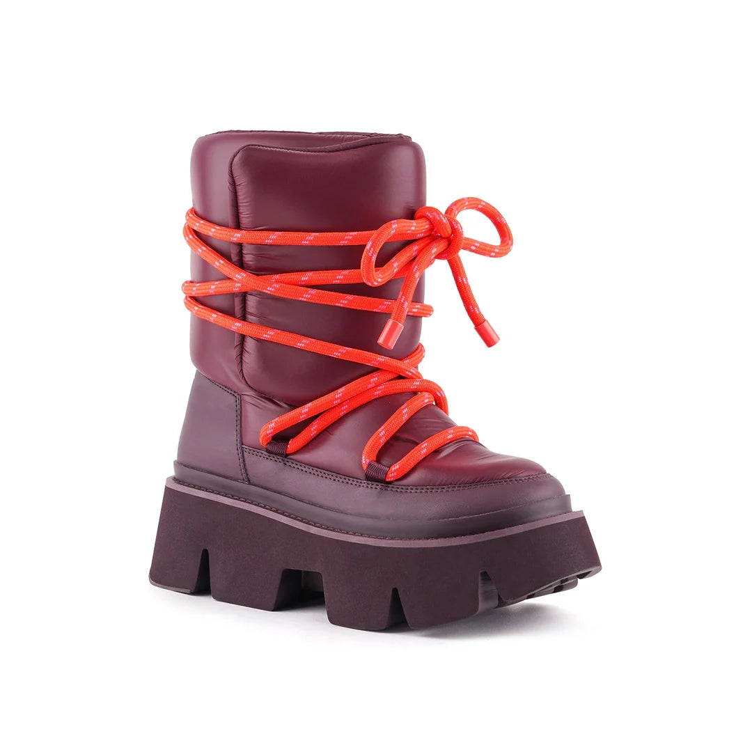 United Nude Stomper Snow Boot Cherry Mix Botki Damskie Zimowe Na Platformie Bordowe