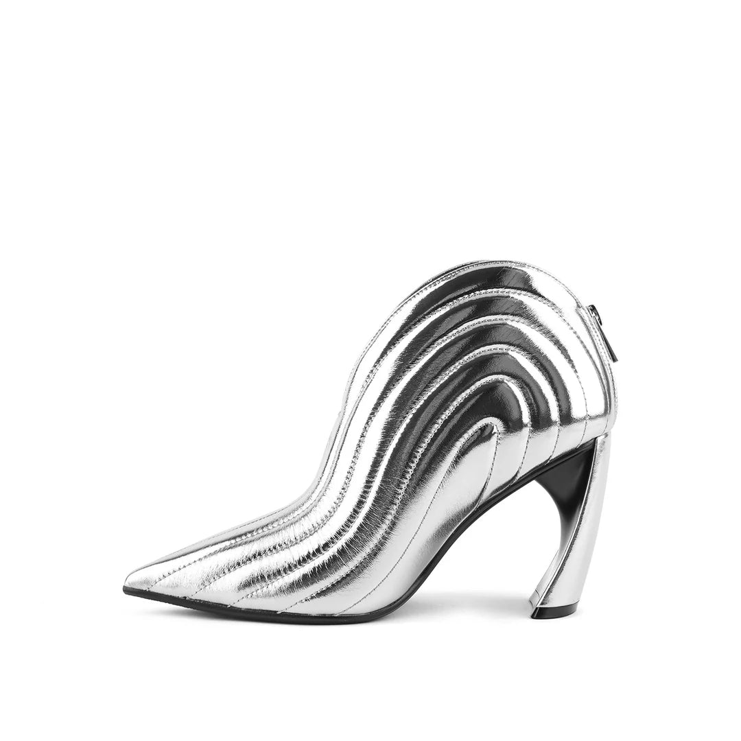 United Nude Zuma Luna Hi Silver Buty Na Obcasie Damskie Srebrne